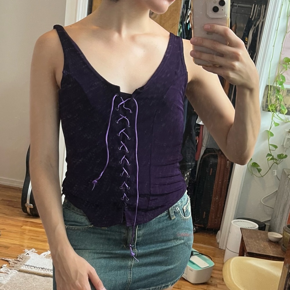 Purple Lace Up Corset Top